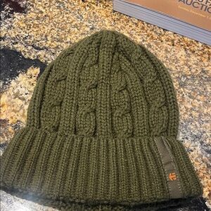 Green Cable Knit Beanie